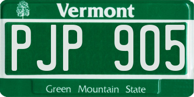 VT license plate PJP905
