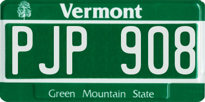 VT license plate PJP908