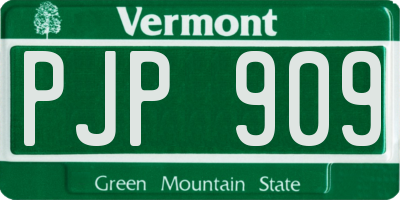 VT license plate PJP909