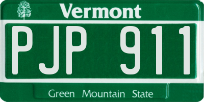 VT license plate PJP911