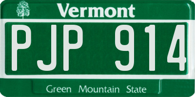 VT license plate PJP914