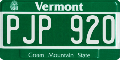 VT license plate PJP920