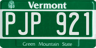VT license plate PJP921