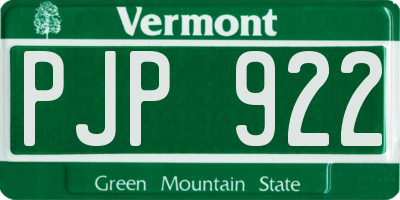 VT license plate PJP922