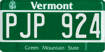 VT license plate PJP924