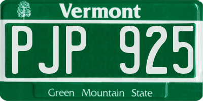 VT license plate PJP925