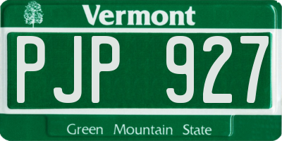VT license plate PJP927