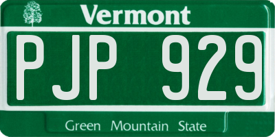 VT license plate PJP929
