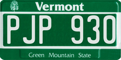 VT license plate PJP930