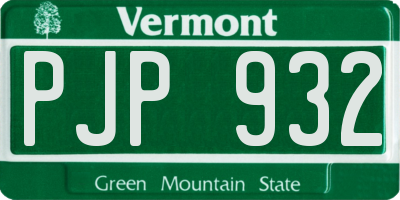 VT license plate PJP932