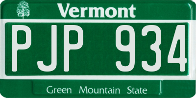 VT license plate PJP934