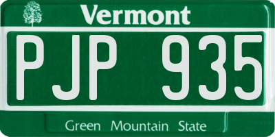 VT license plate PJP935