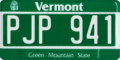 VT license plate PJP941