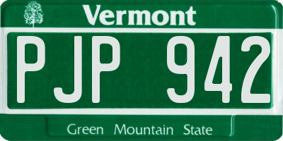 VT license plate PJP942
