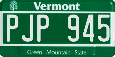 VT license plate PJP945