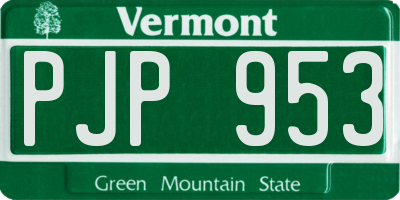 VT license plate PJP953