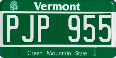 VT license plate PJP955