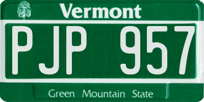 VT license plate PJP957