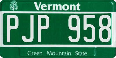 VT license plate PJP958
