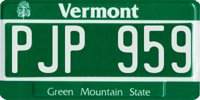 VT license plate PJP959