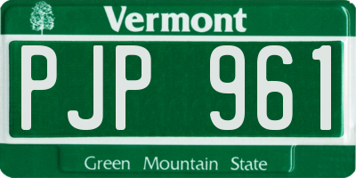 VT license plate PJP961