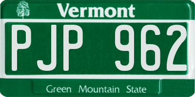 VT license plate PJP962