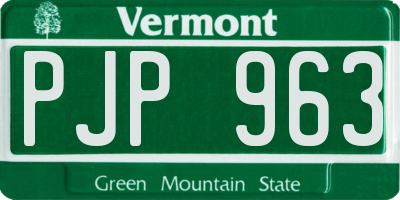VT license plate PJP963