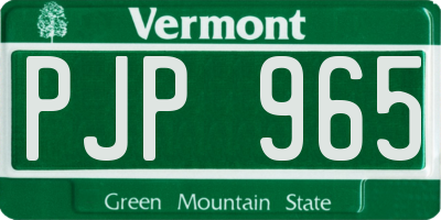 VT license plate PJP965