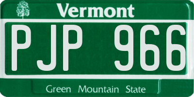 VT license plate PJP966