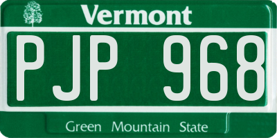 VT license plate PJP968
