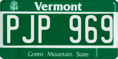VT license plate PJP969