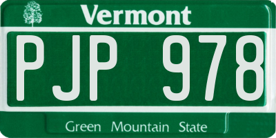 VT license plate PJP978