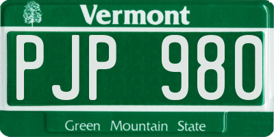 VT license plate PJP980