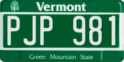 VT license plate PJP981