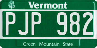 VT license plate PJP982