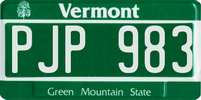 VT license plate PJP983