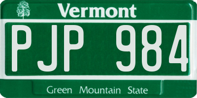 VT license plate PJP984
