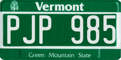 VT license plate PJP985