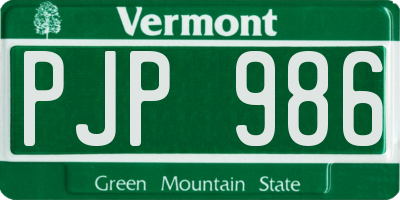 VT license plate PJP986