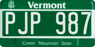 VT license plate PJP987