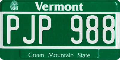 VT license plate PJP988