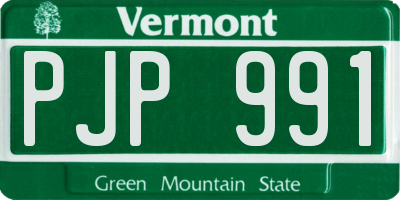 VT license plate PJP991