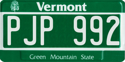 VT license plate PJP992