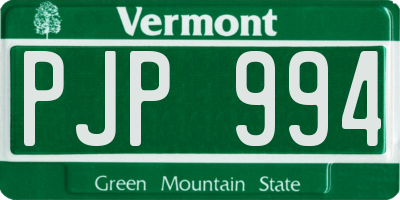 VT license plate PJP994