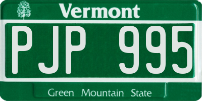 VT license plate PJP995