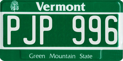 VT license plate PJP996