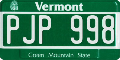 VT license plate PJP998