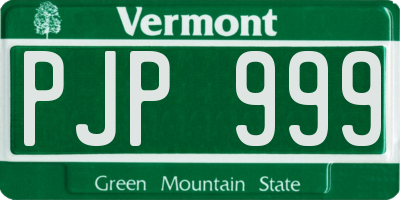 VT license plate PJP999