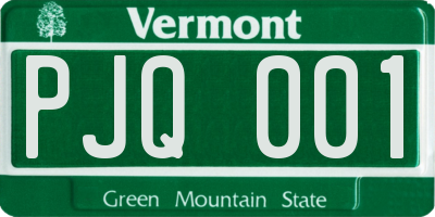 VT license plate PJQ001