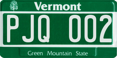 VT license plate PJQ002